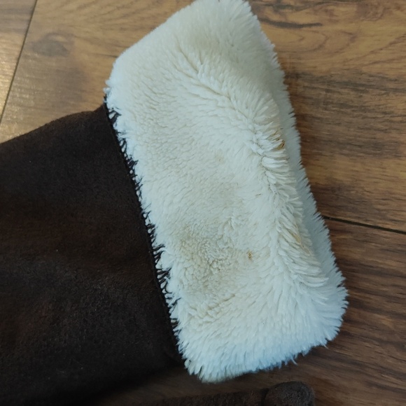 Y2k‎ Brown Suede Full Zip Hooded Jacket Women's Large Faux Fur Lined VTG Leather - Picture 8 of 8